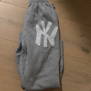 Women's Gray Straight Leg Pants with White Logo